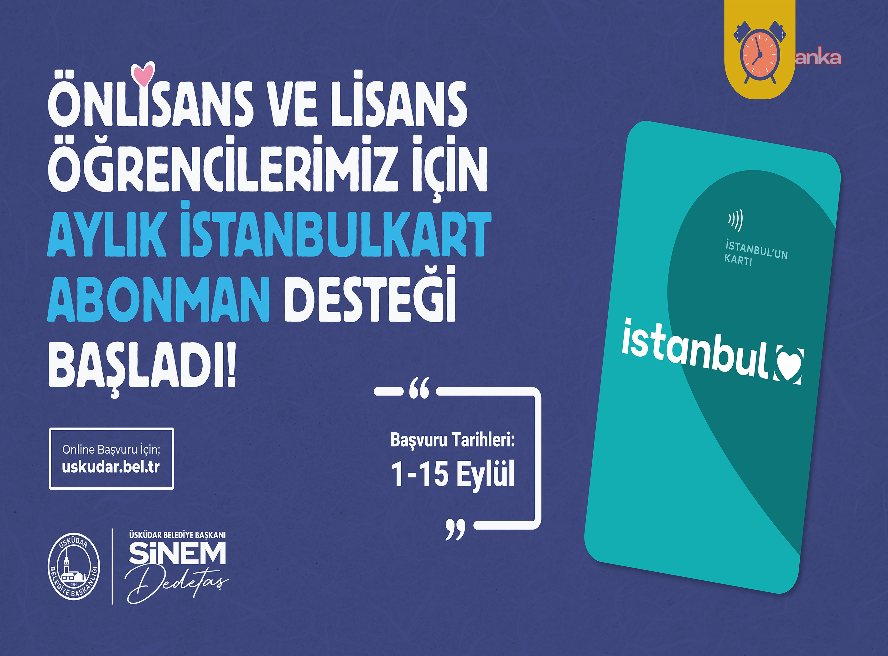 Üsküdar Belediyesi’nden üniversite öğrencilerine İstanbulkart abonman desteği