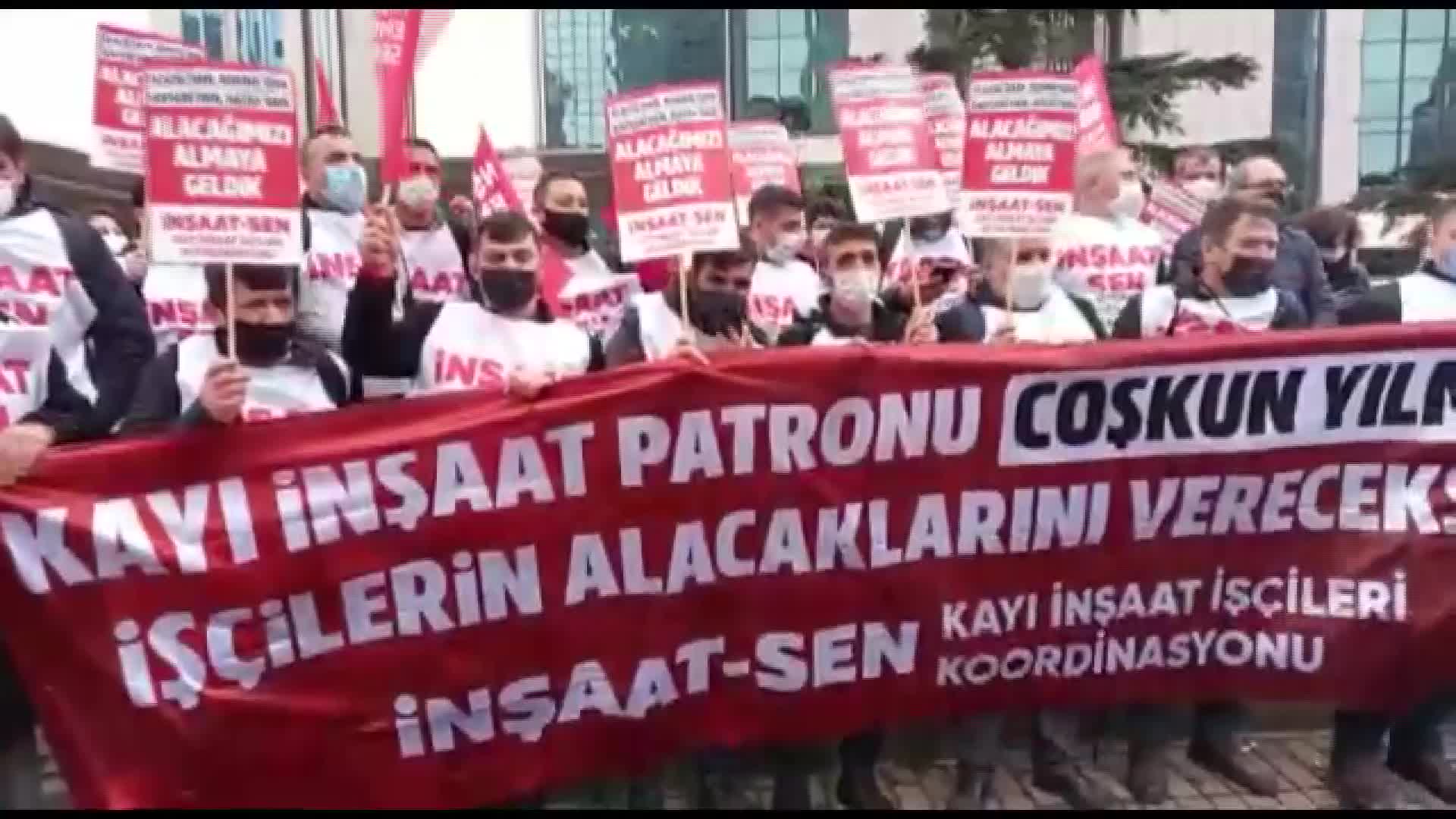 KAYI İNŞAAT'IN CEZAYİR'DE İKİ YILDIR MAAŞINI ALAMAYAN MAĞDUR İŞÇİLERİ ŞİRKET ÖNÜNDE EYLEM YAPTI