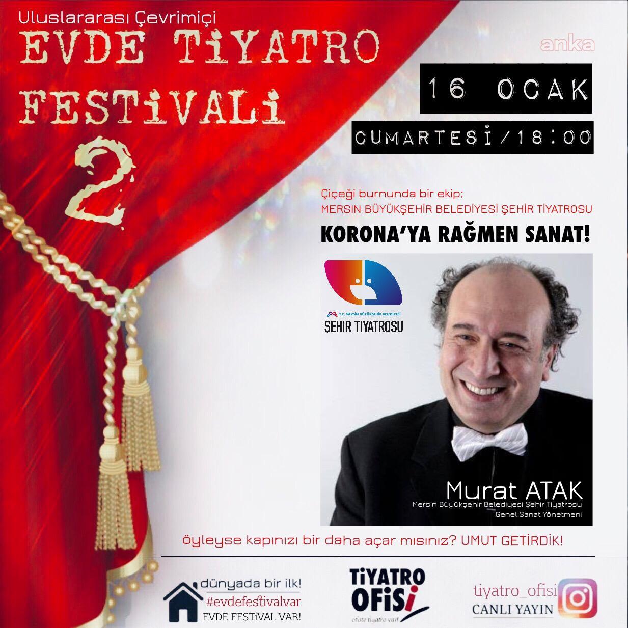 MERSİN ŞEHİR TİYATROSU, "EVDE TİYATRO FESTİVALİ" İLE EVLERE KONUK OLUYOR