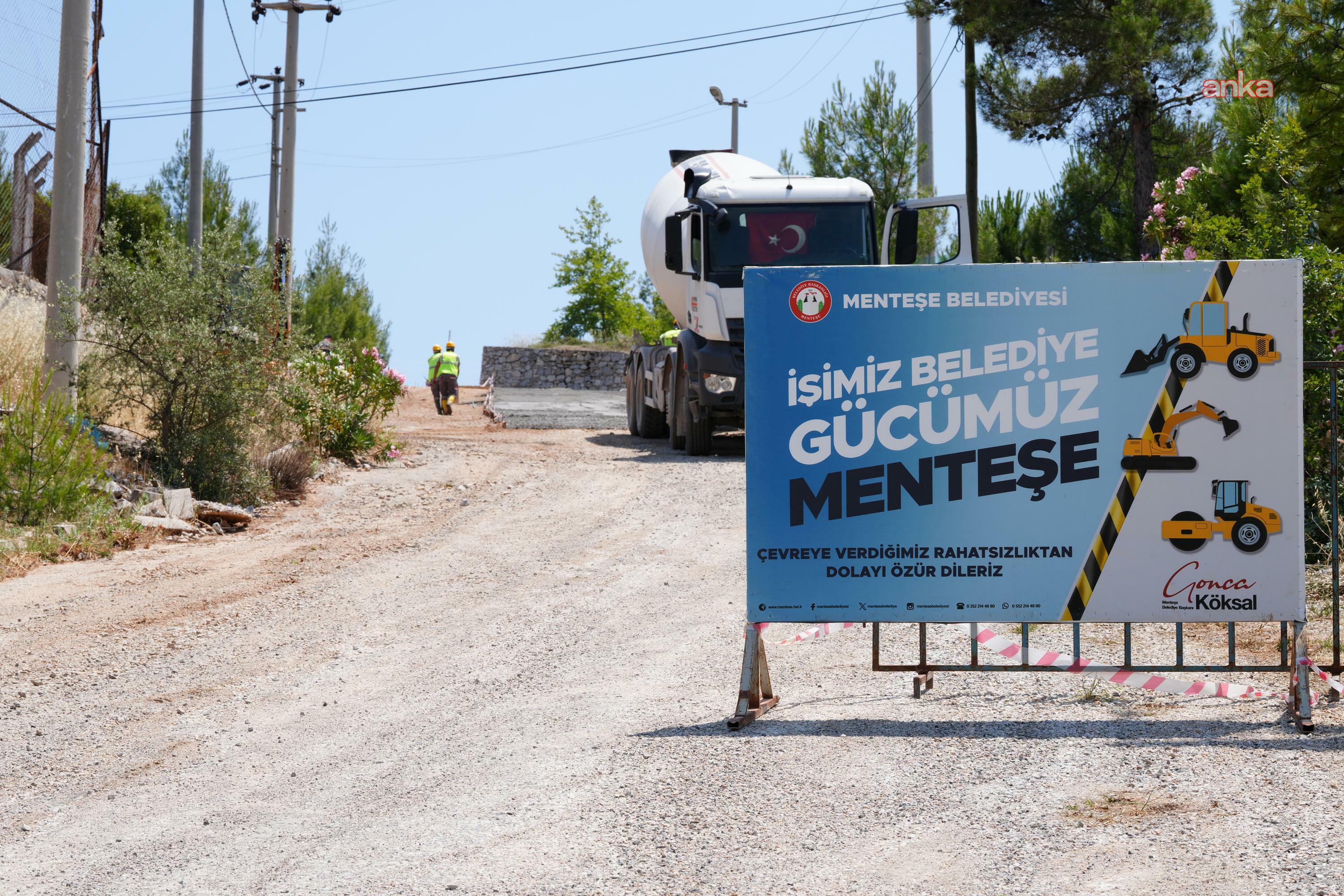 Menteşe Belediyesi ekiplerinden yoğun yol yapım mesaisi