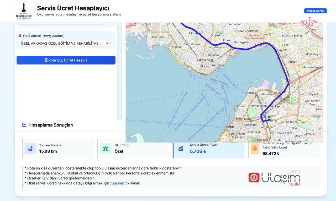İzmir'de servis ücretleri artık web sitesinden hesaplanacak