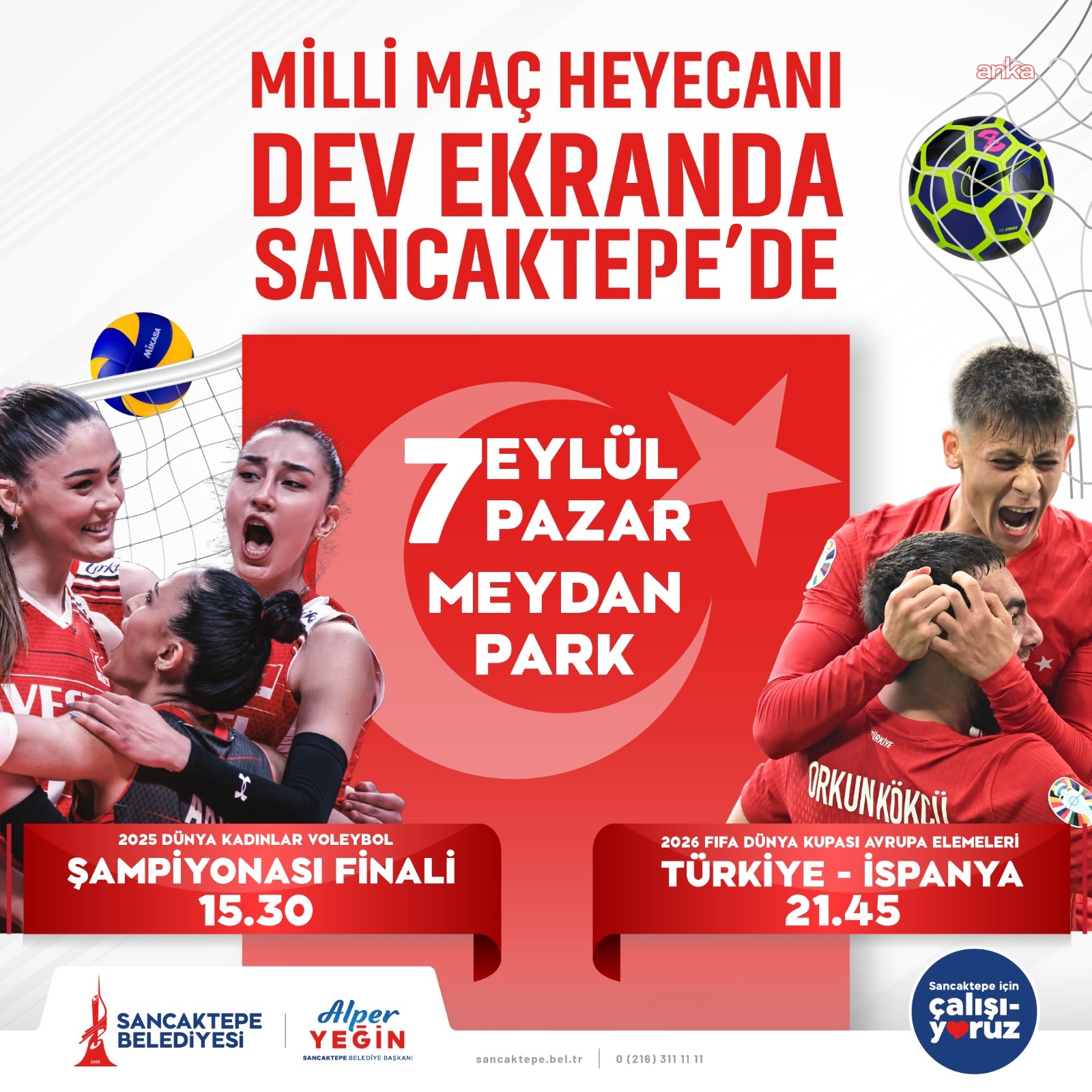 Sancaktepe’de milli maç heyecanı dev ekranda yaşanacak
