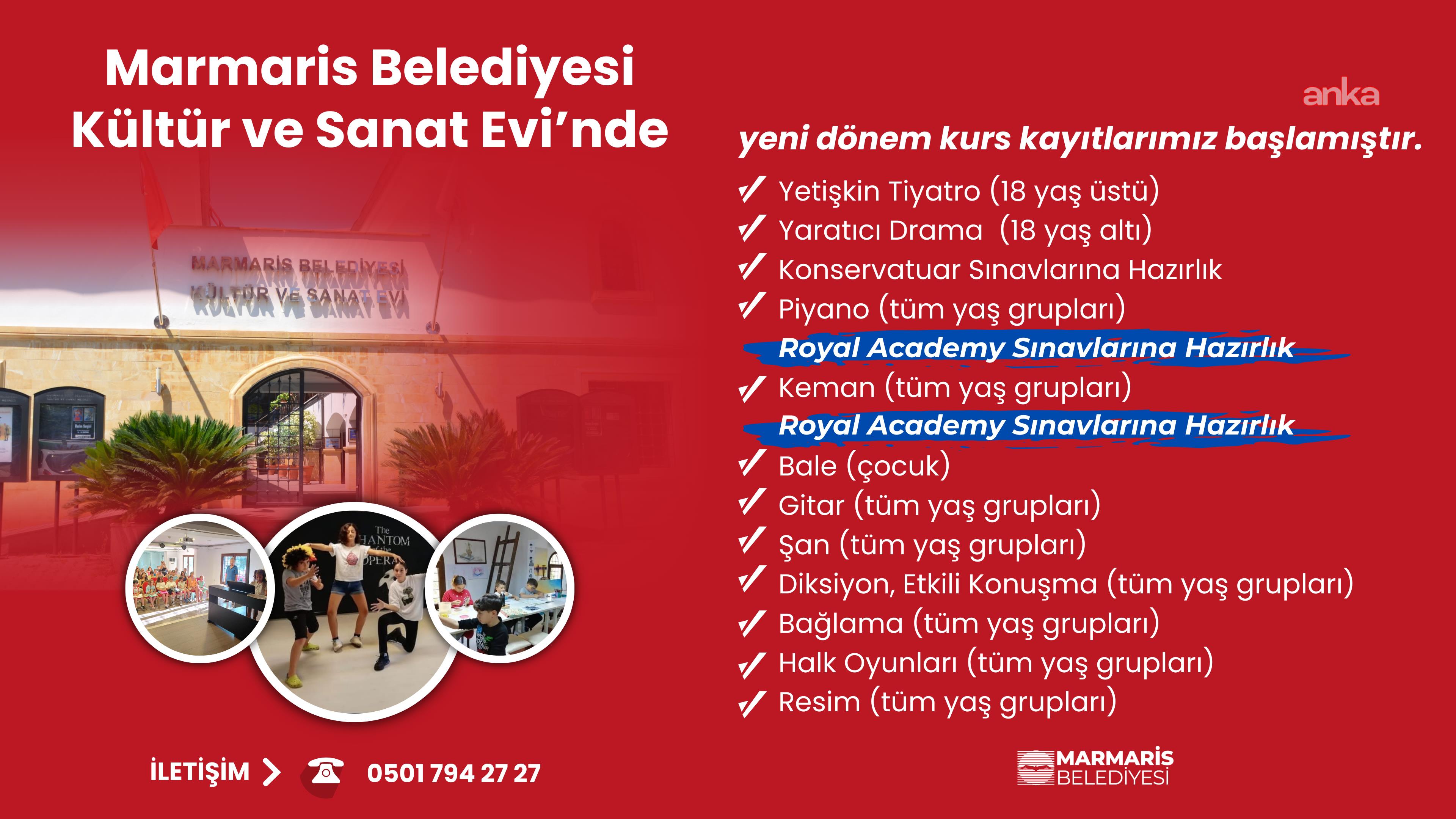 Marmaris Belediyesi Kültür ve Sanat Evi’nde kurs kayıtları başladı