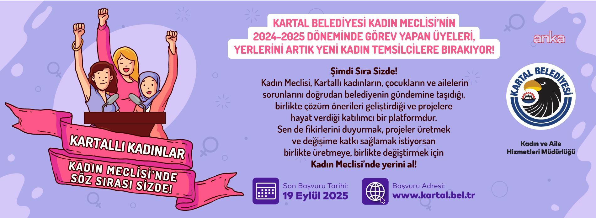 Kartal Belediyesi Kadın Meclisi, görev yapacak yeni temsilcilerini bekliyor