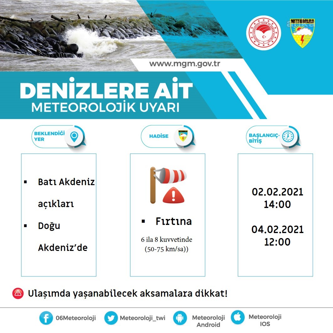 METEOROLOJİ'DEN DENİZLER İÇİN FIRTINA UYARISI