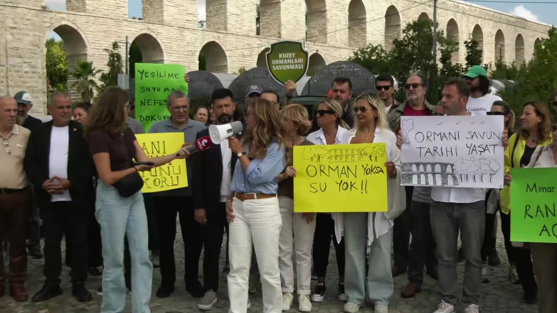 Tarihi Uzun Kemer önünde betonlaşmaya karşı protesto: Göktürk ve Kemerburgaz sakinleri olarak hukuki süreç başlattık