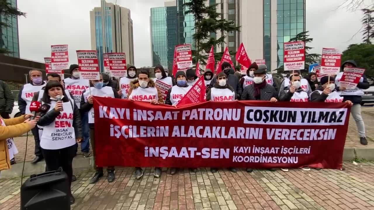 BUGÜN DE PARALARINI ALAMAYAN KAYI İNŞAAT İŞÇİLERİ EYLEMLERİNE DEVAM EDECEK