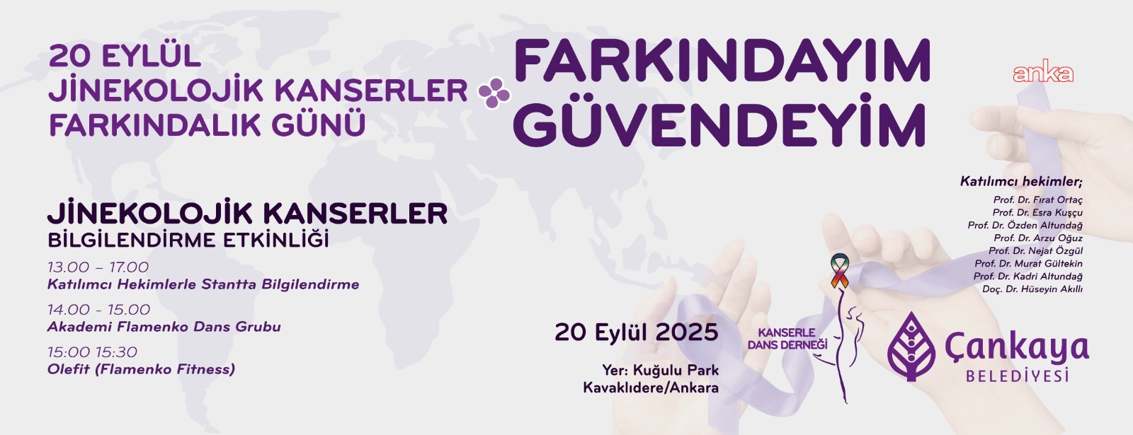 Çankaya Belediyesi, 20 Eylül Dünya Jinekolojik Kanserler Farkındalık Günü kapsamında düzenlenecek etkinliklere ev sahipliği yapacak