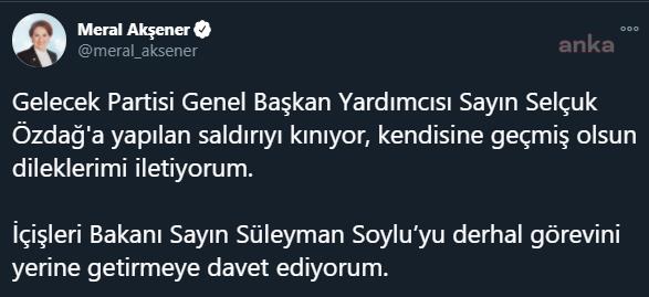 AKŞENER: BAKAN SOYLU'YU GÖREVE DAVET EDİYORUM