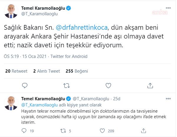 KARAMOLLAOĞLU, ÖNÜMÜZDEKİ HAFTA AŞI OLACAĞINI AÇIKLADI