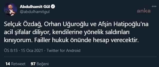 ADALET BAKANI, SELÇUK ÖZDAĞ, ORHAN UĞUROĞLU VE AFŞİN HATİPOĞLU'NA YAPILAN SALDIRILARI KINADI
