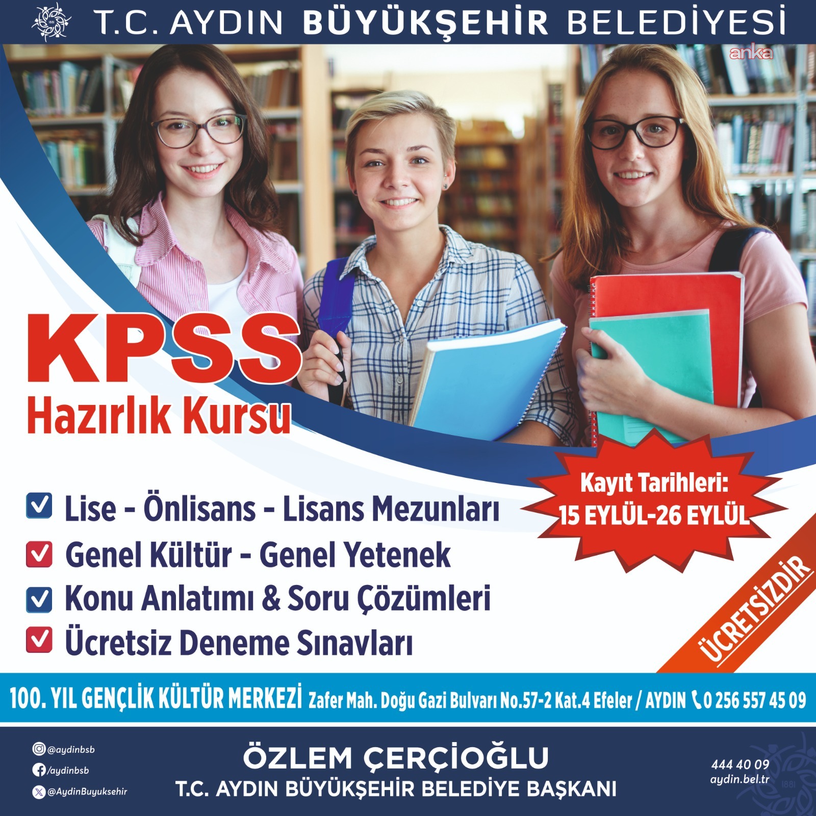 Aydın Büyükşehir Belediyesi’nin KPSS kurslarında yeni dönem kayıtları başladı
