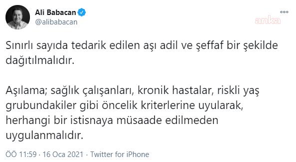 BABACAN: AŞILAMA, ÖNCELİK KRİTERLERİNE UYULARAK, HERHANGİ BİR İSTİSNAYA MÜSAADE EDİLMEDEN UYGULANMALIDIR