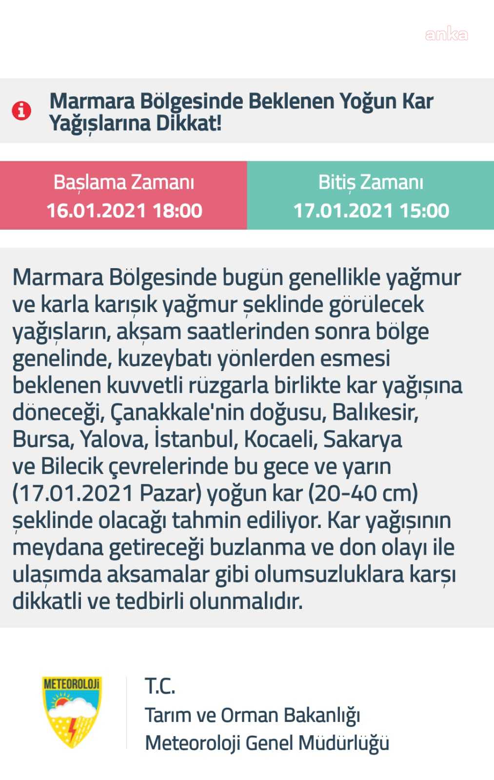 METEOROLOJİ'DEN PEŞ PEŞE KAR VE FIRTINA UYARISI