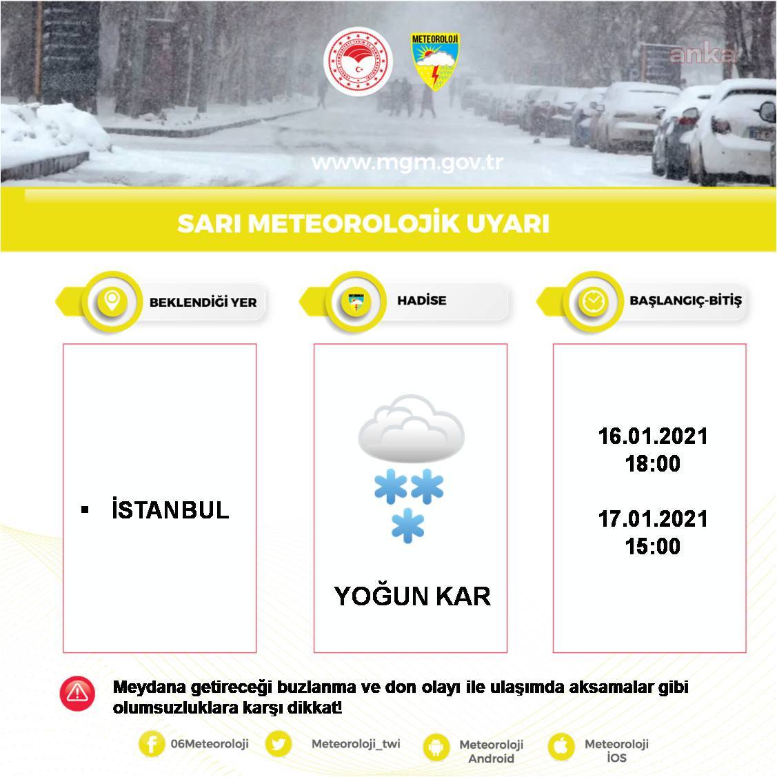 METEOROLOJİ'DEN İSTANBUL İÇİN YOĞUN KAR UYARISI