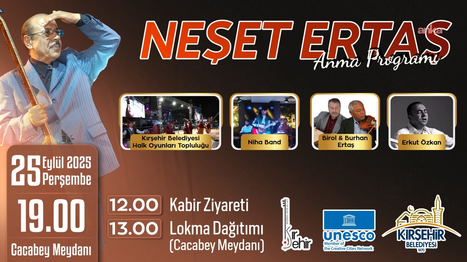 Kırşehir Belediyesi'nden Neşet Ertaş için anma programı