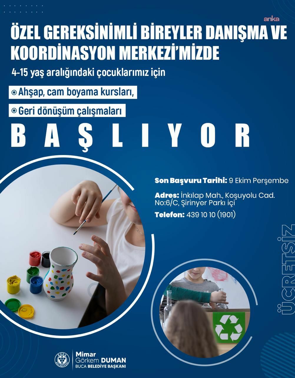 Buca Belediyesi, özel gereksinimli çocuklar için atölyeler düzenleyecek