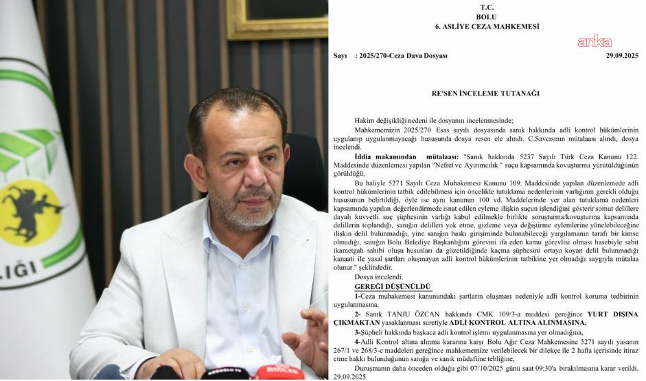 Bolu Belediye Başkanı Özcan hakkında yurt dışına çıkış yasağı