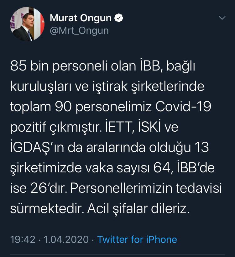 İBB'NİN 90 PERSONELİNİN COVİD-19 TESTİ POZİTİF ÇIKTI