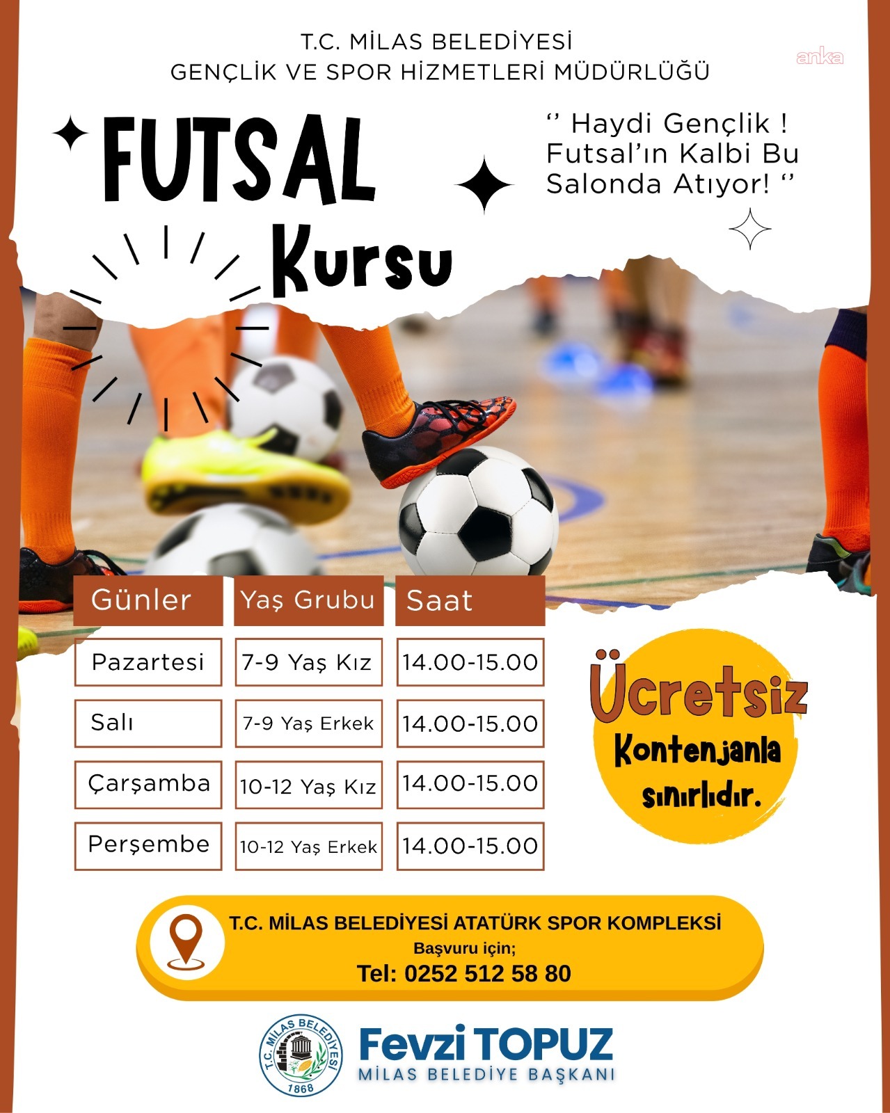 Milas Belediyesi'nin düzenlediği futsal kursları için kayıtlar başladı