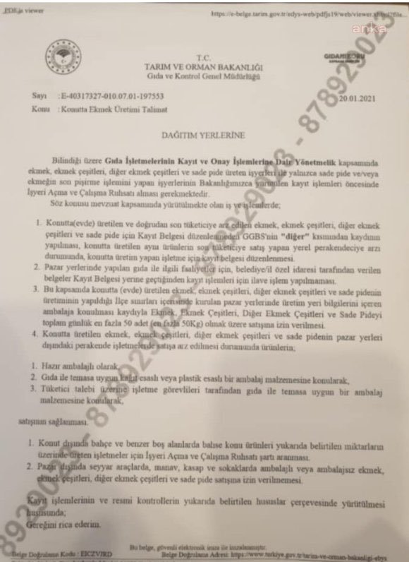 TARIM VE ORMAN BAKANLIĞI SEYYAR ARAÇLARDA EKMEK SATIŞINI YASAKLADI