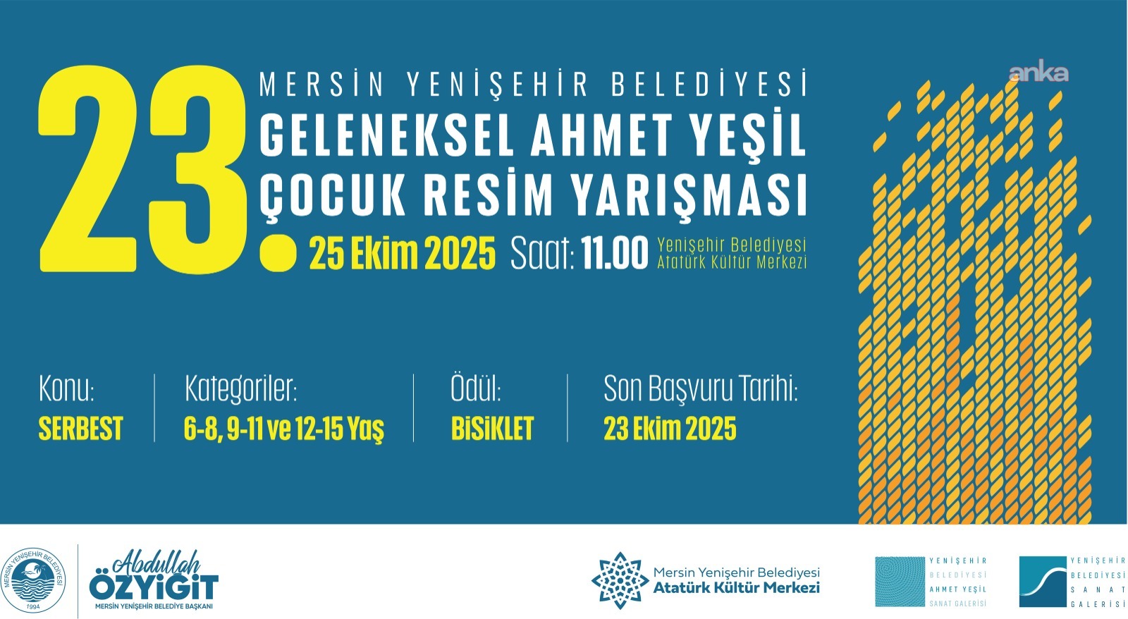 Yenişehir Belediyesi Ahmet Yeşil Çocuk Resim Yarışması'na başvurular yarın sona eriyor