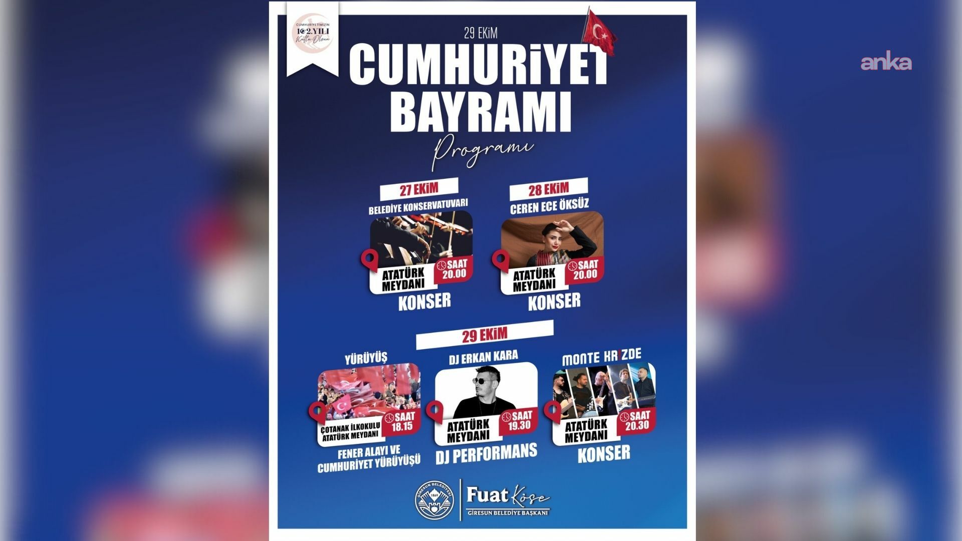 Giresun Belediyesi, Cumhuriyet Bayramı'nı bir dizi etkinlikle kutlayacak