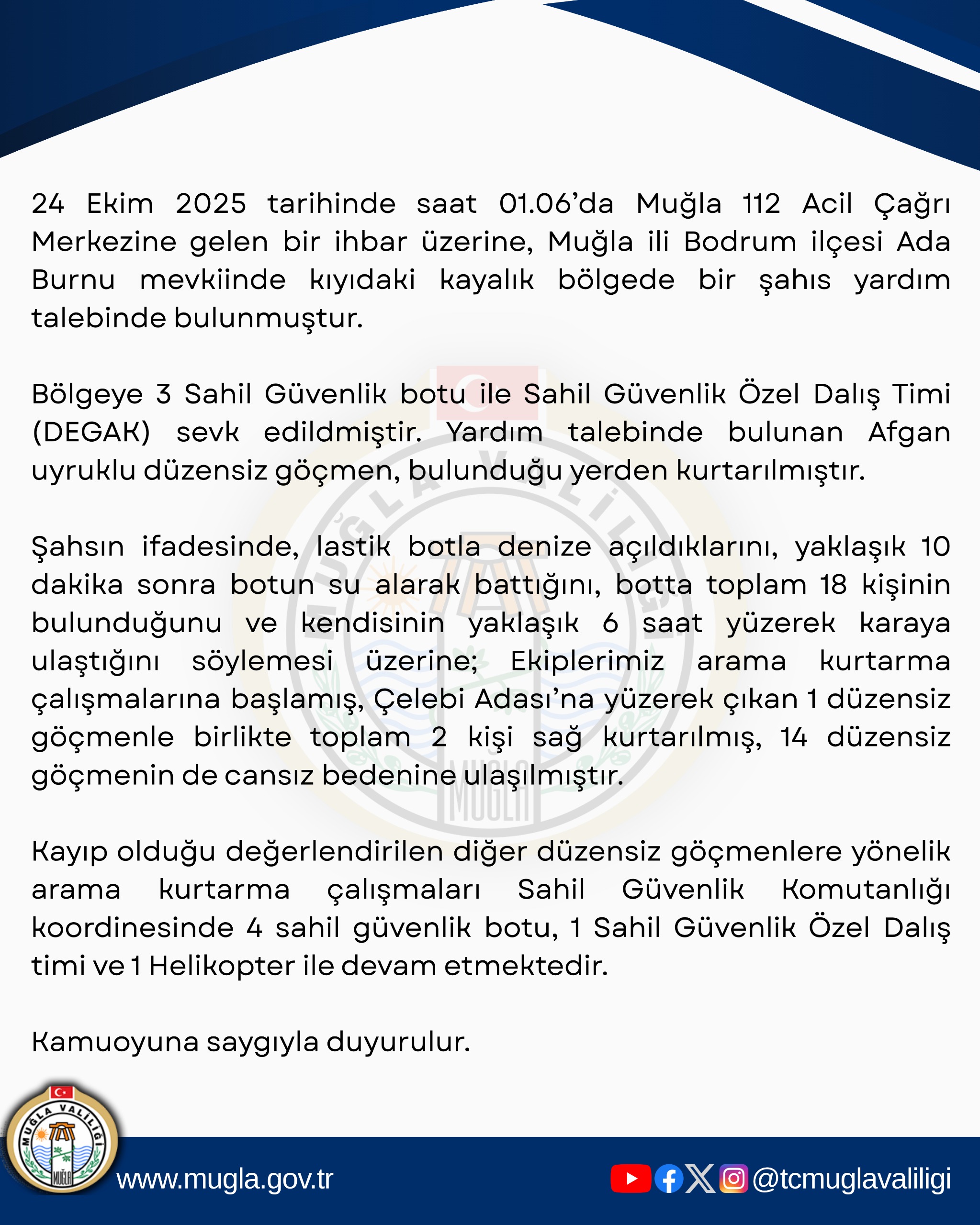 Bodrum açıklarında göçmen faciası: 14 ölü