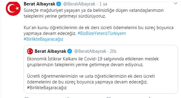 ALBAYRAK: KUR’AN KURSU ÖĞRETİCİLERİNİN EK DERS ÖDEMESİ YAPILACAK