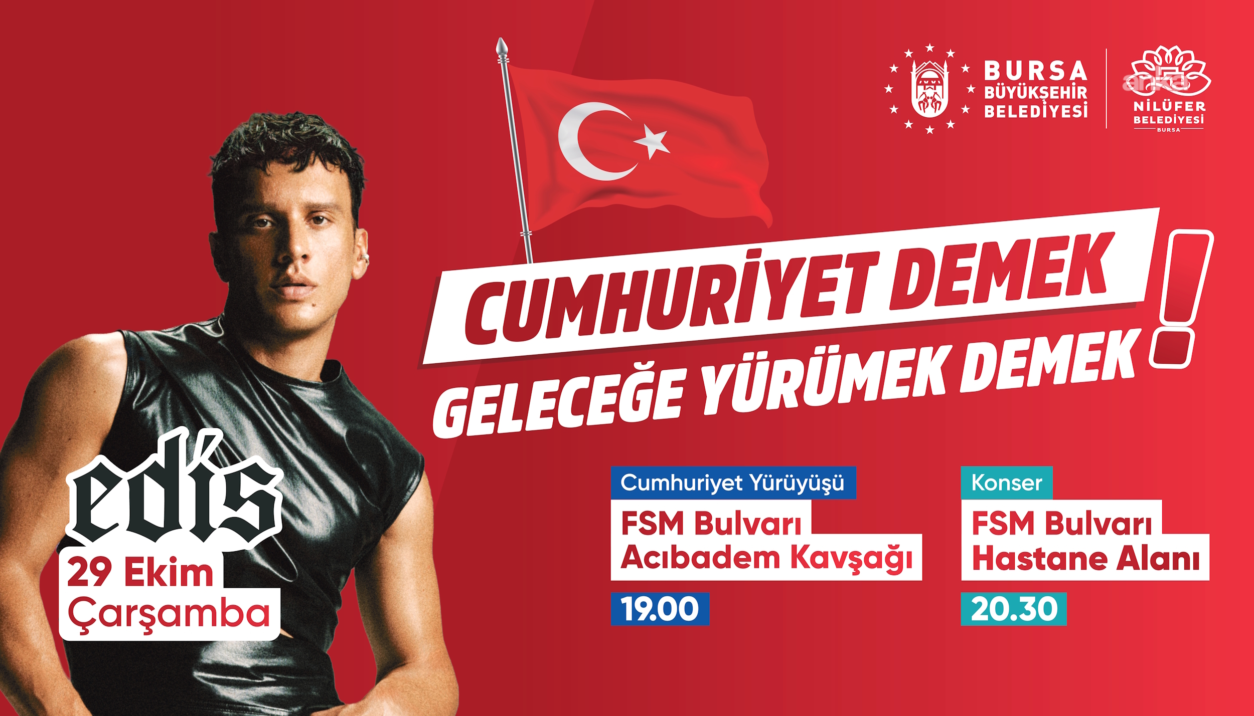 Bursa'da Cumhuriyet Bayramı kutlamaları, Edis konseri ile taçlanacak
