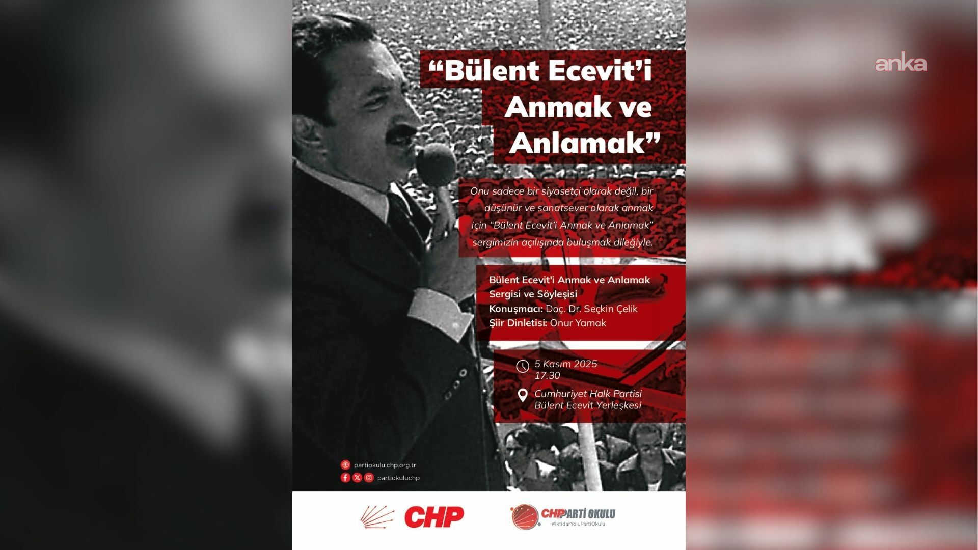 CHP Bülent Ecevit Siyaset Okulu, Ecevit'i anma programı düzenleyecek