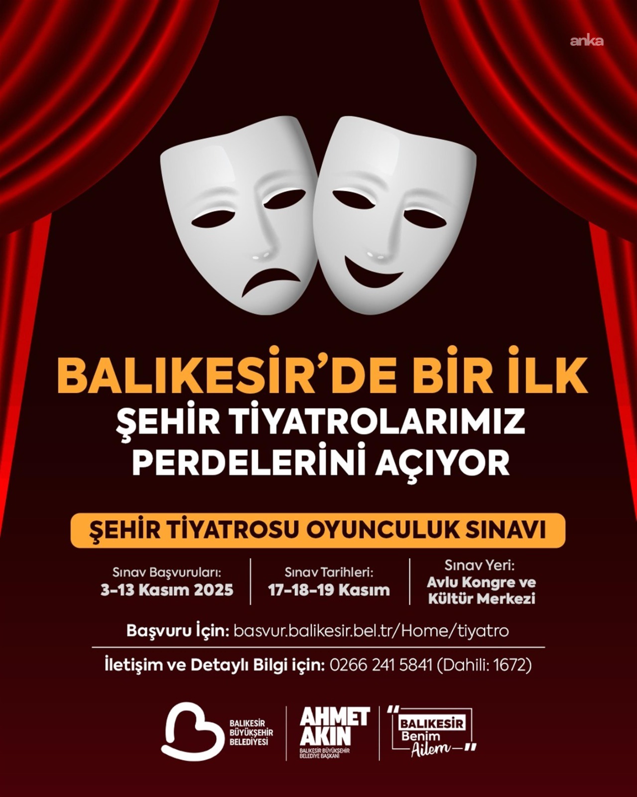 Balıkesir Şehir Tiyatrosu için oyuncu seçmeleri başlıyor