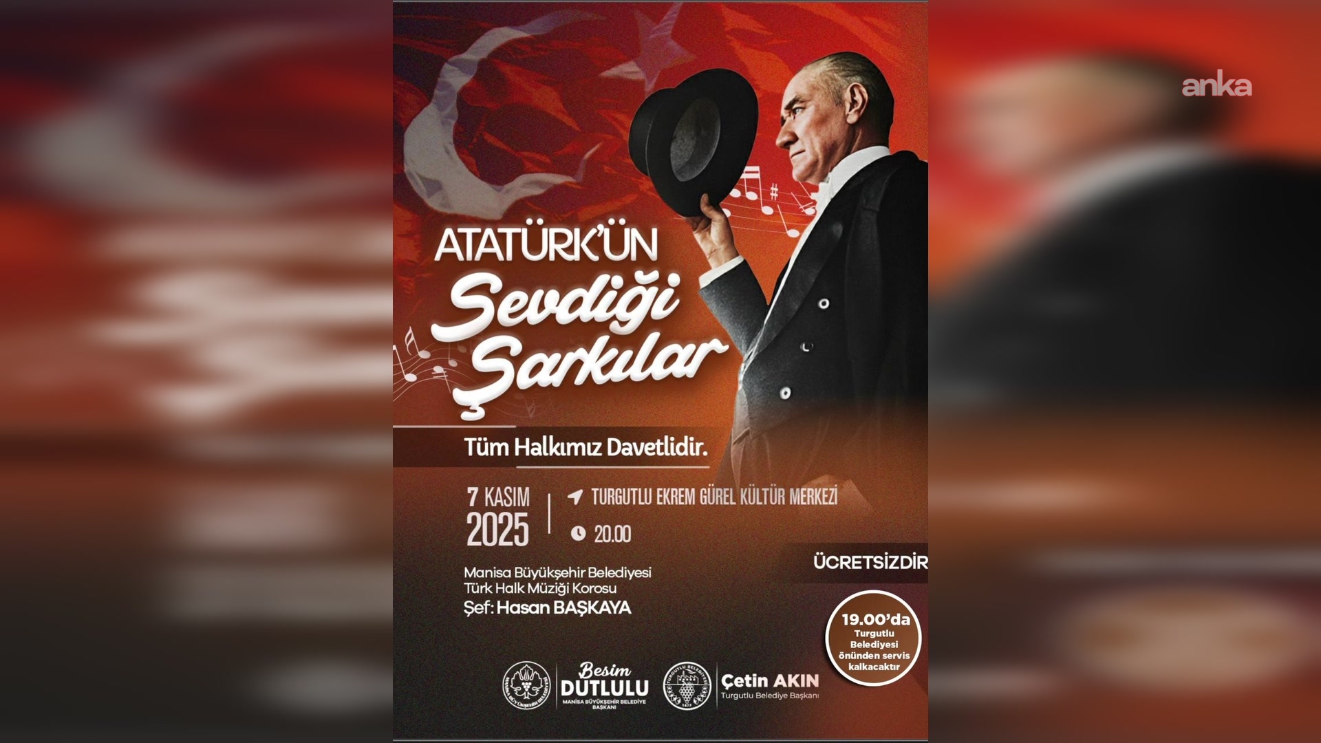 Turgutlu’da “Atatürk’ün Sevdiği Şarkılar” yankılanacak