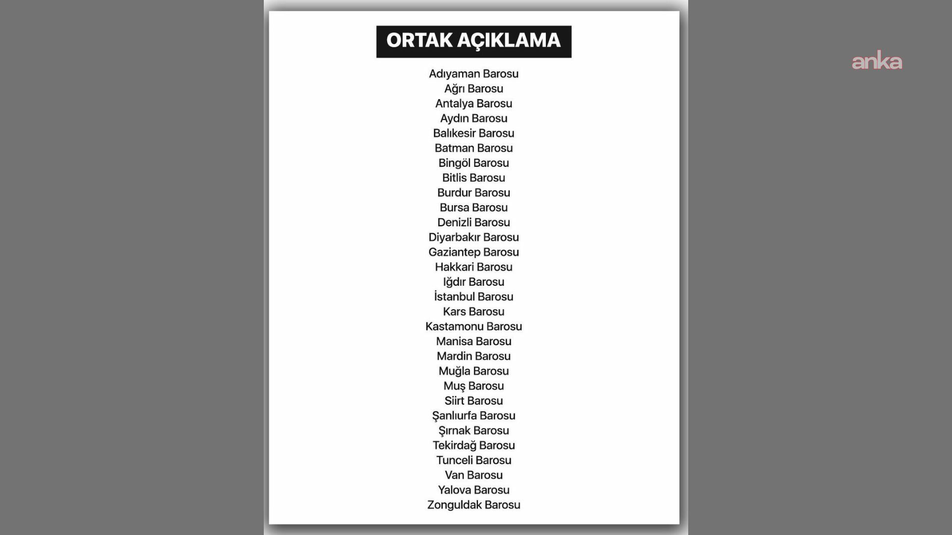 30 barodan ortak çağrı: AİHM ve AYM kararları derhal uygulanmalı