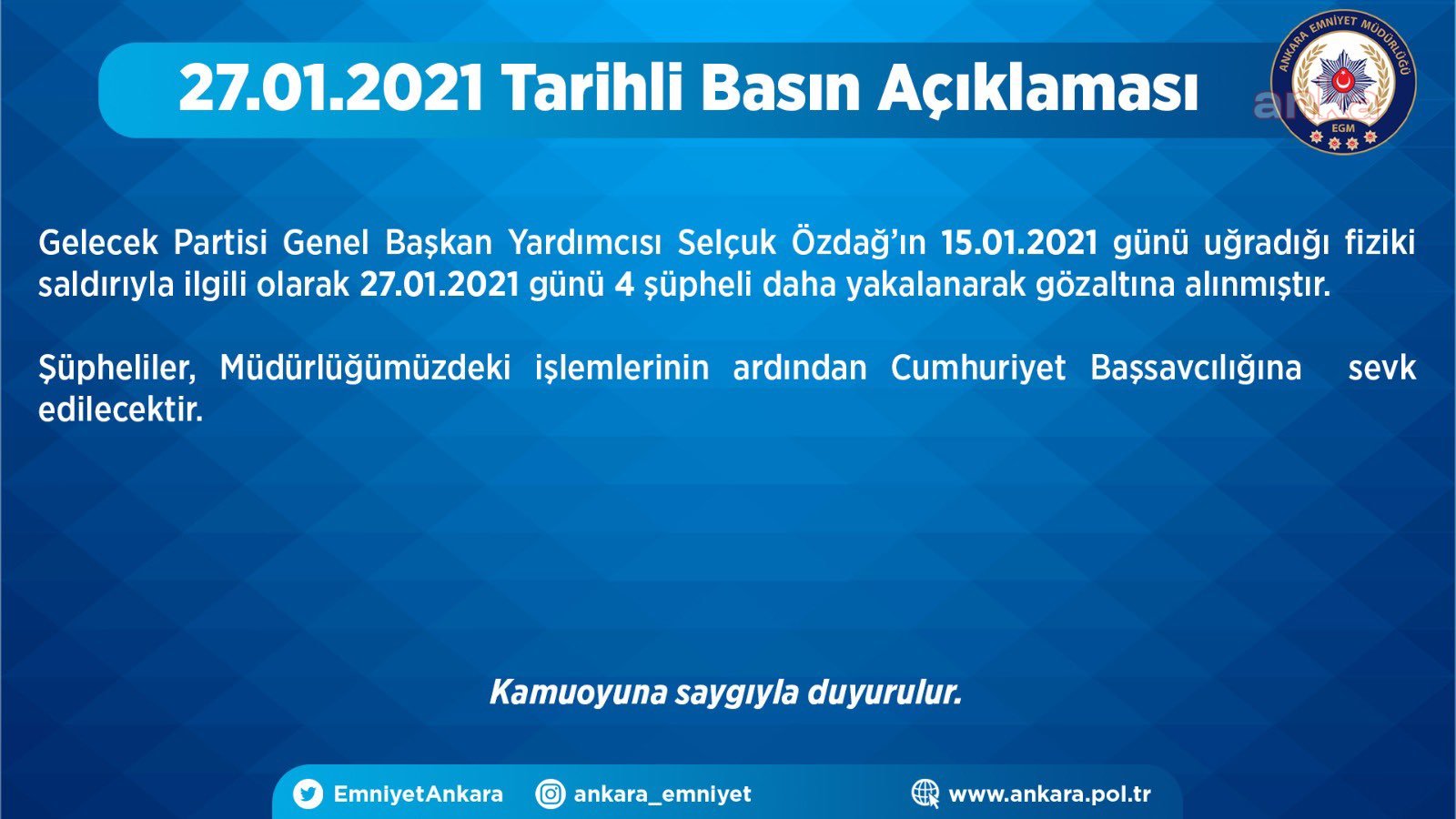 SELÇUK ÖZDAĞ'A SALDIRIDA 4 KİŞİ DAHA GÖZALTINA ALINDI