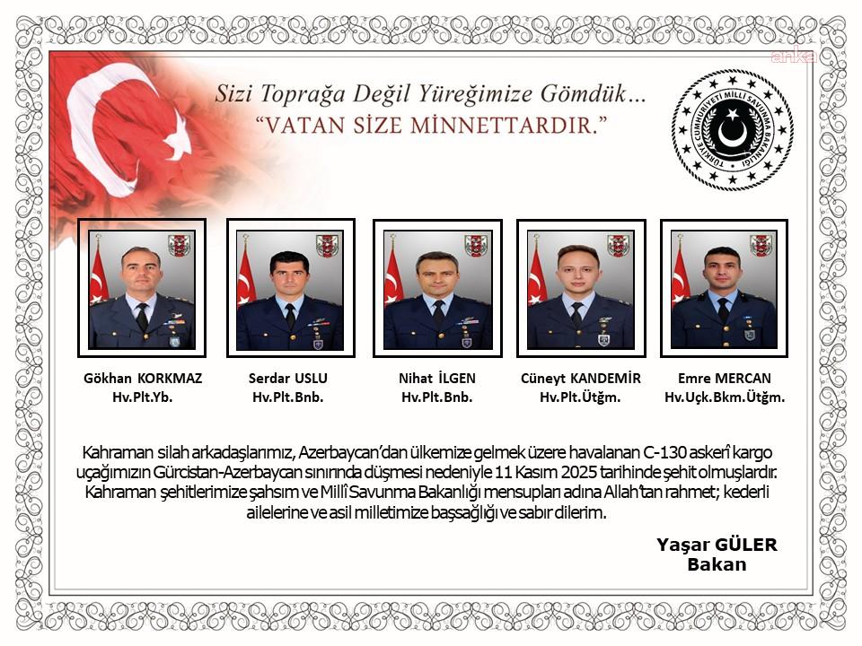 TSK'ya ait C130 kargo uçağı düştü... MSB, şehitlerin kimliklerini açıkladı