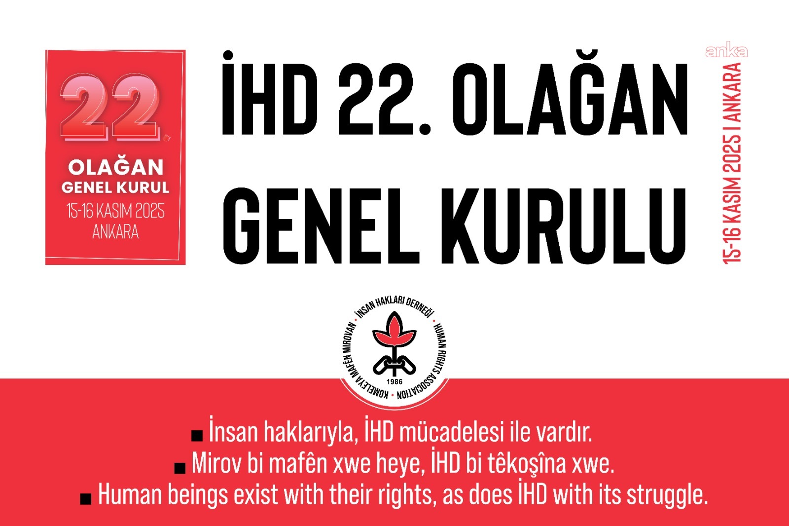 "İHD 22. Olağan Genel Kurul Sonuç Bildirgesi" yayımlandı: "Barış sürecine destek vermesi yönünde çabaları yükseltilmeli"
