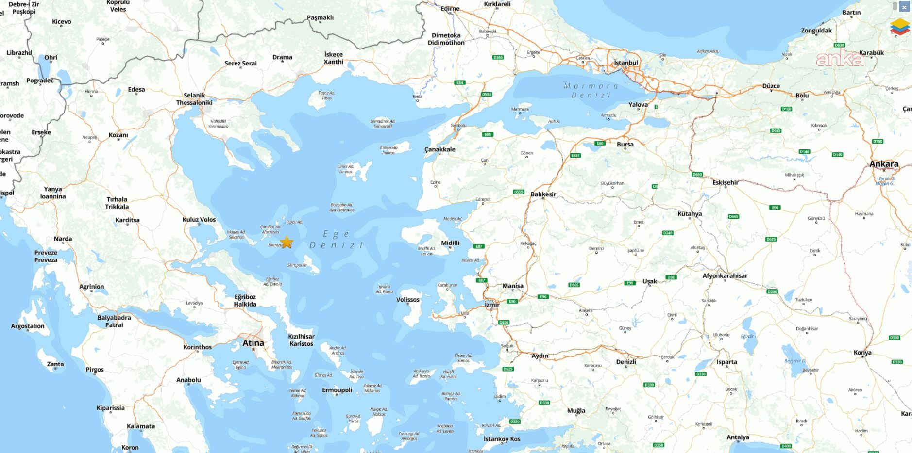 AFAD: Ege Denizi'nde 4.8 büyüklüğünde deprem meydana geldi