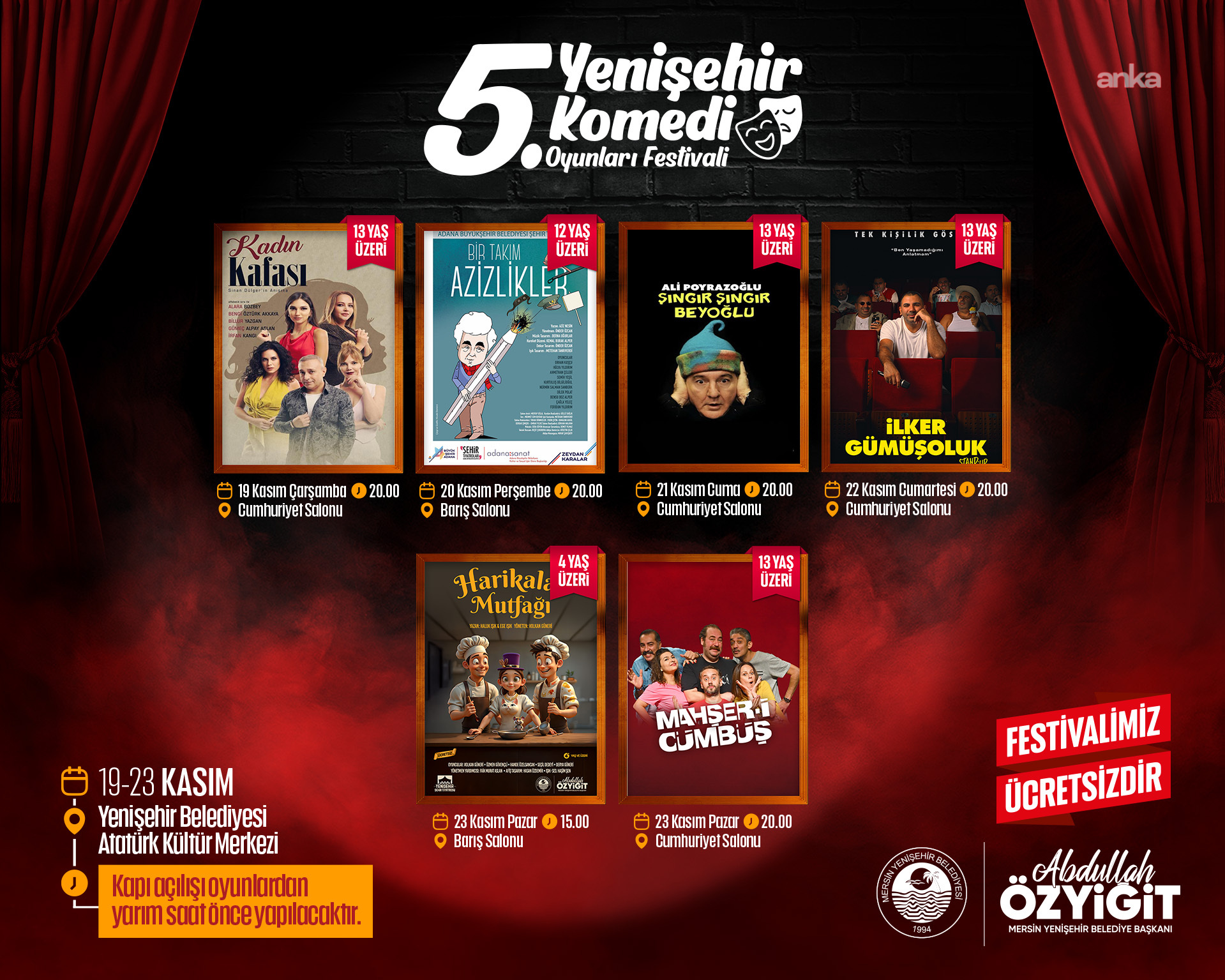 5. Yenişehir Komedi Oyunları Festivali başlıyor