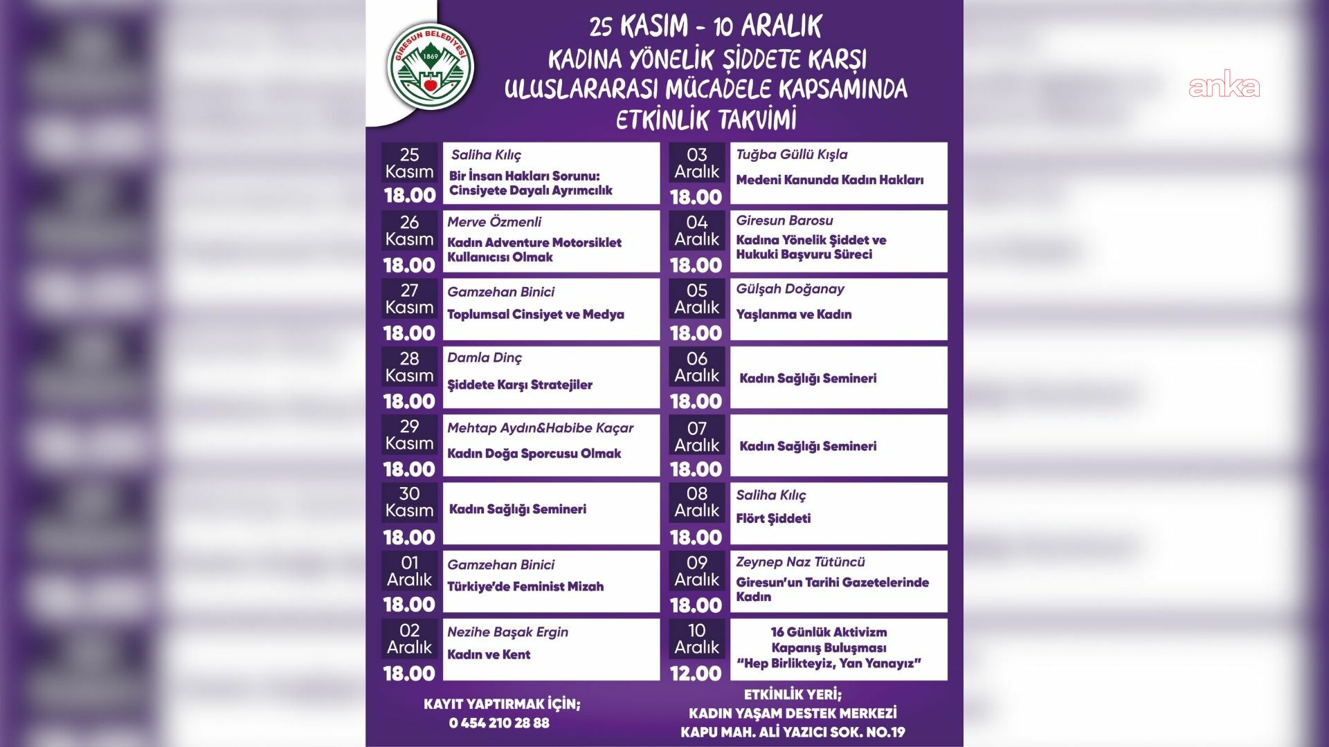 Giresun Belediyesi, “16 Günlük Aktivizm” programını açıkladı