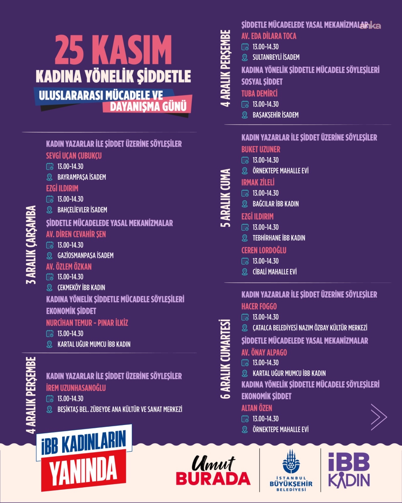 İBB’den 25 Kasım için 242 etkinlik: “Kadınların yanındayız”