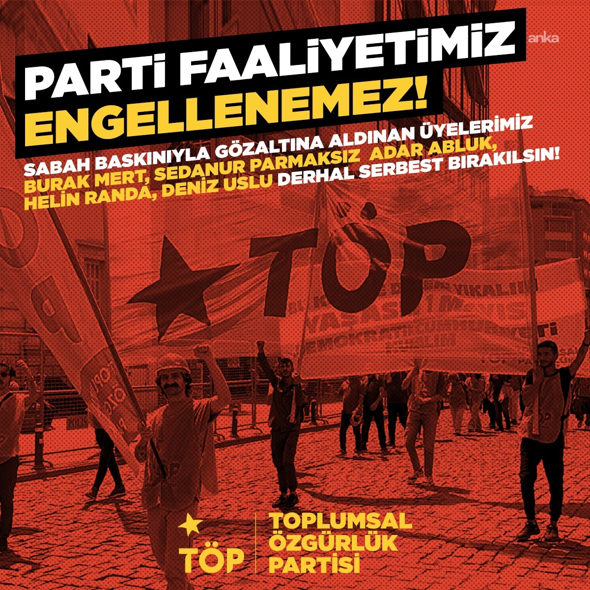 Toplumsal Özgürlük Partisi’nden gözaltı tepkisi: “Parti faaliyetlerimiz sorgulanmaya, suç üretilmeye çalışılıyor”