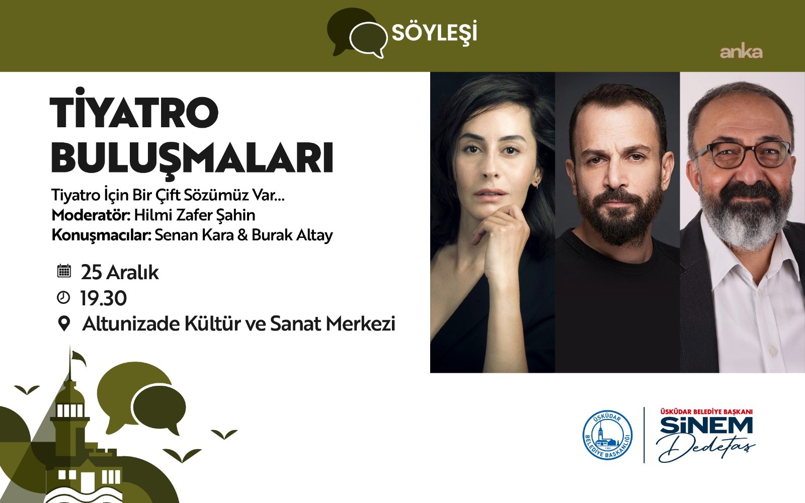 Üsküdar Belediyesi, "Tiyatro Buluşmaları"na Senan Kara ve Burak Altay'ı konuk edecek