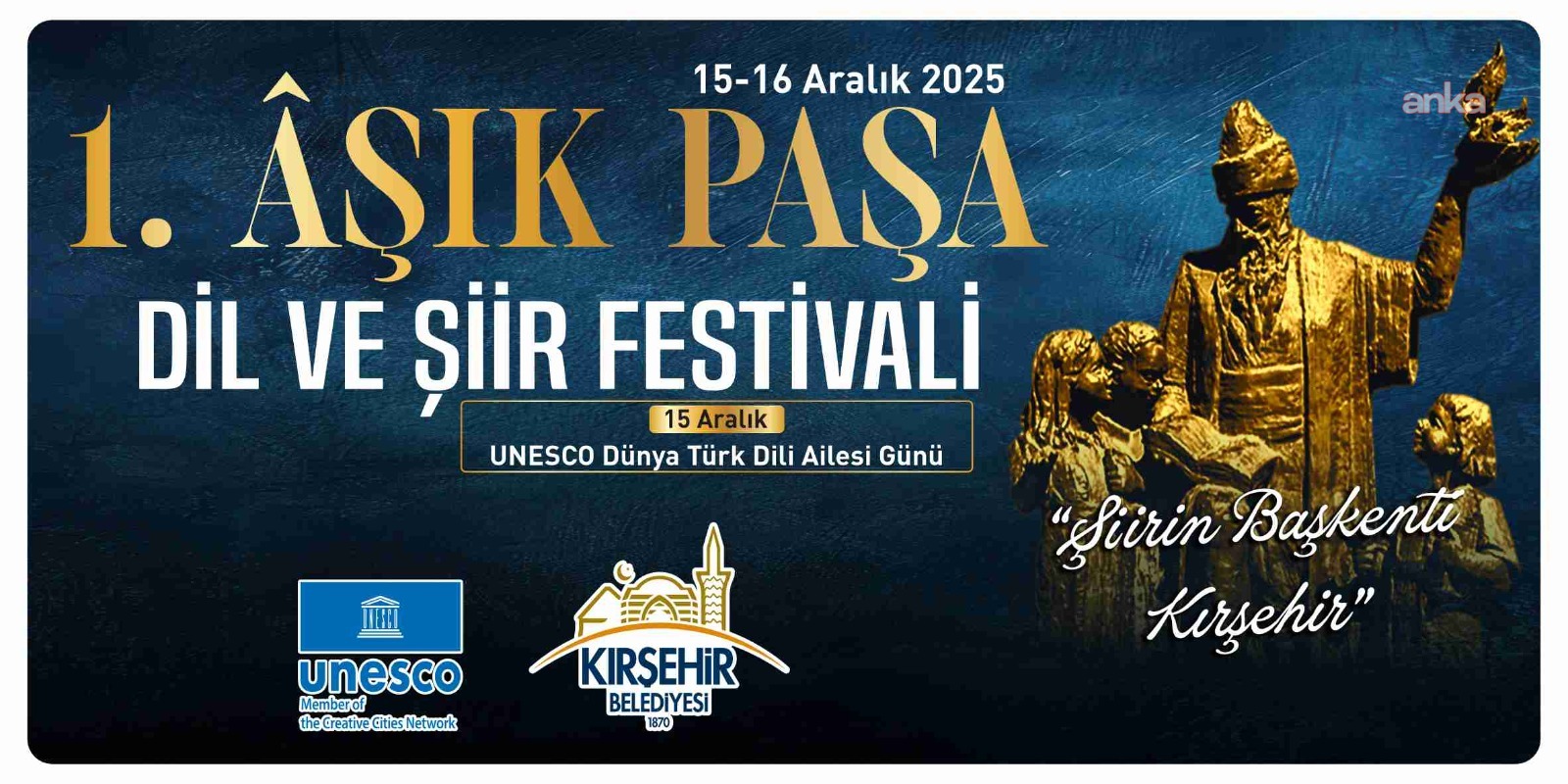 Kırşehir’de “1. Âşık Paşa Dil ve Şiir Festivali”, 15 Aralık'ta başlayacak