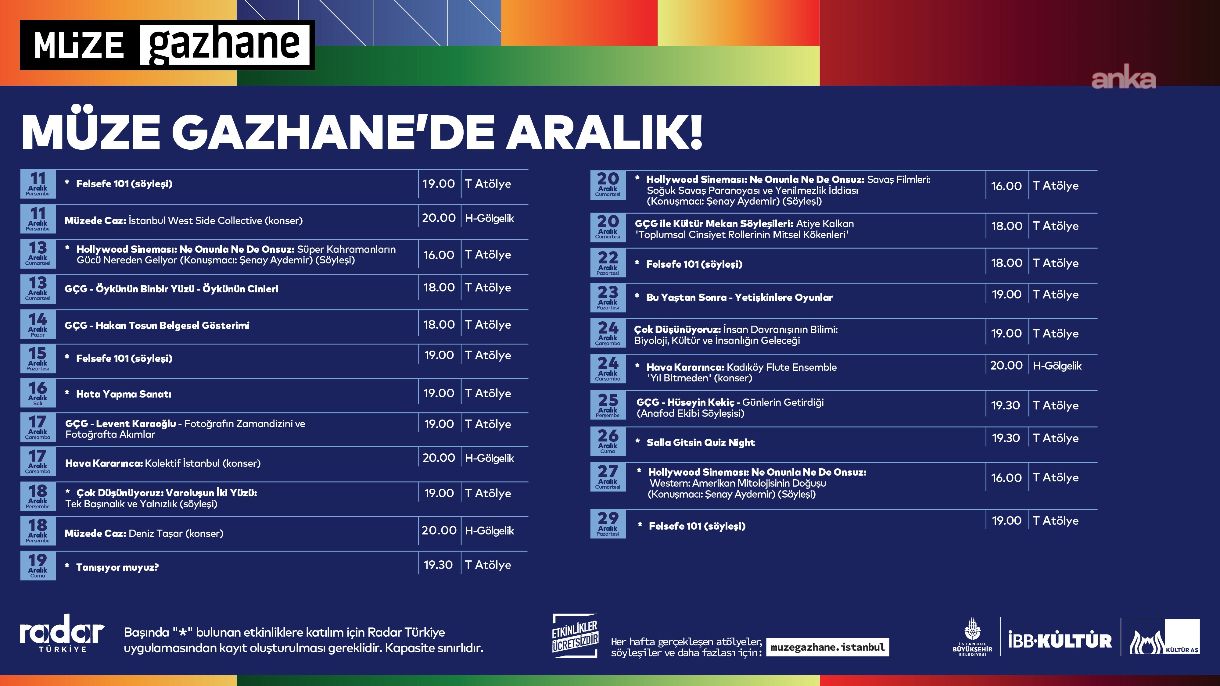 Müze Gazhane, aralık programıyla İstanbulluları bekliyor