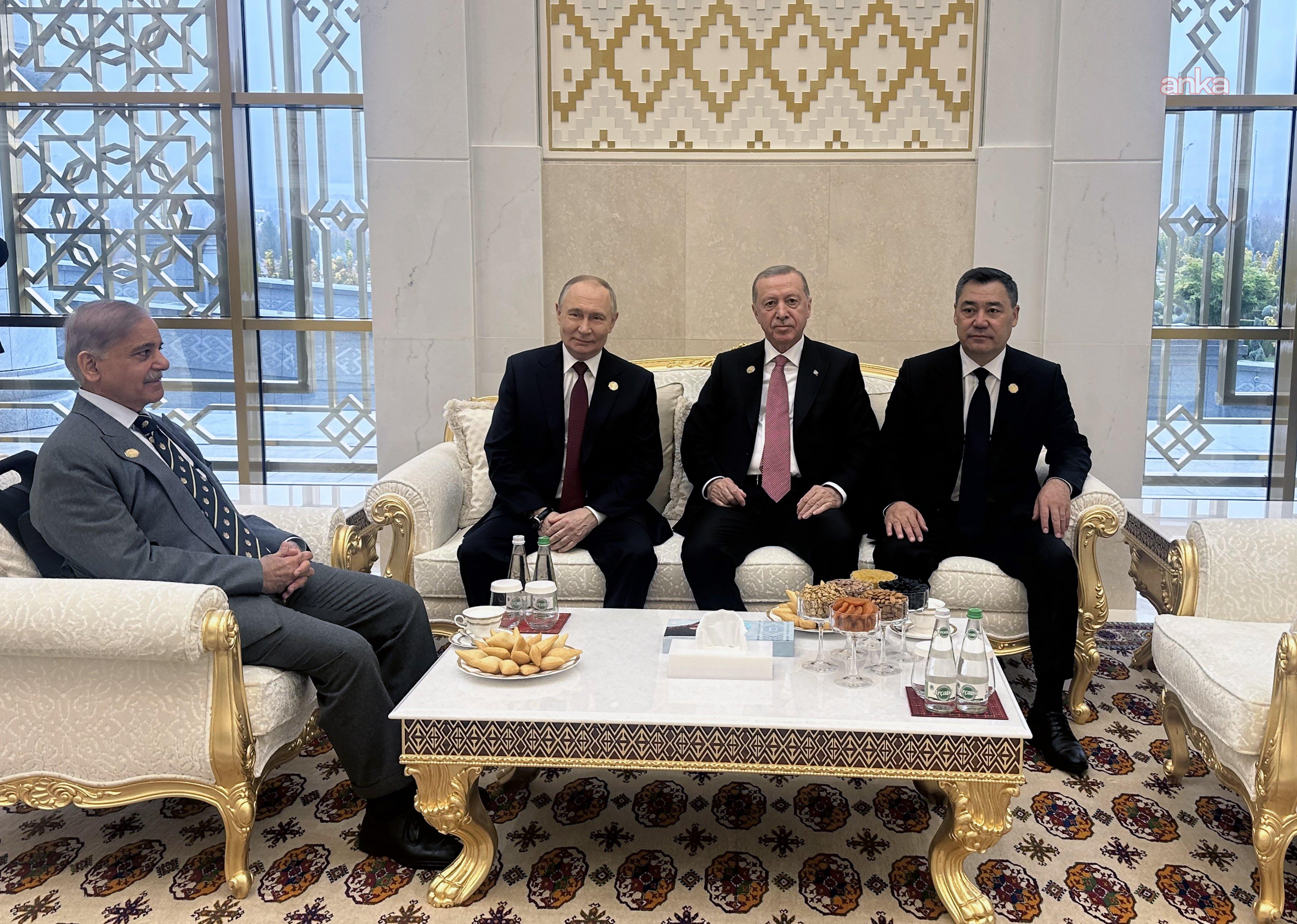 Cumhurbaşkanı Erdoğan, Aşkabat’ta Putin, Şerif ve Caparov ile görüştü