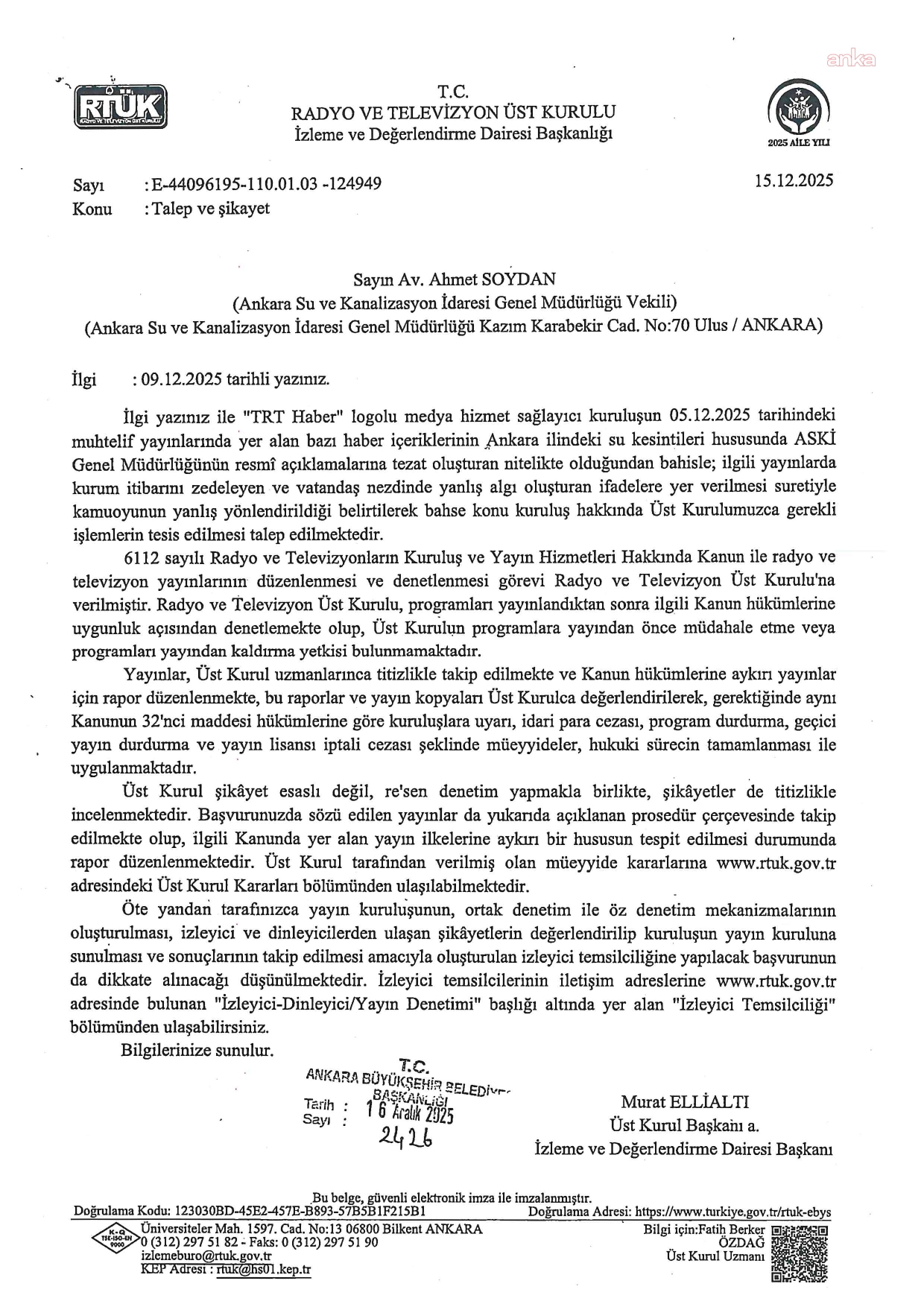 TRT'ye RTÜK kalkanı... "Üst Kurul'un yetkisi bulunmamaktadır, İzleyici Temsilciliği'ne yapacağınız başvuru dikkate alınacaktır"