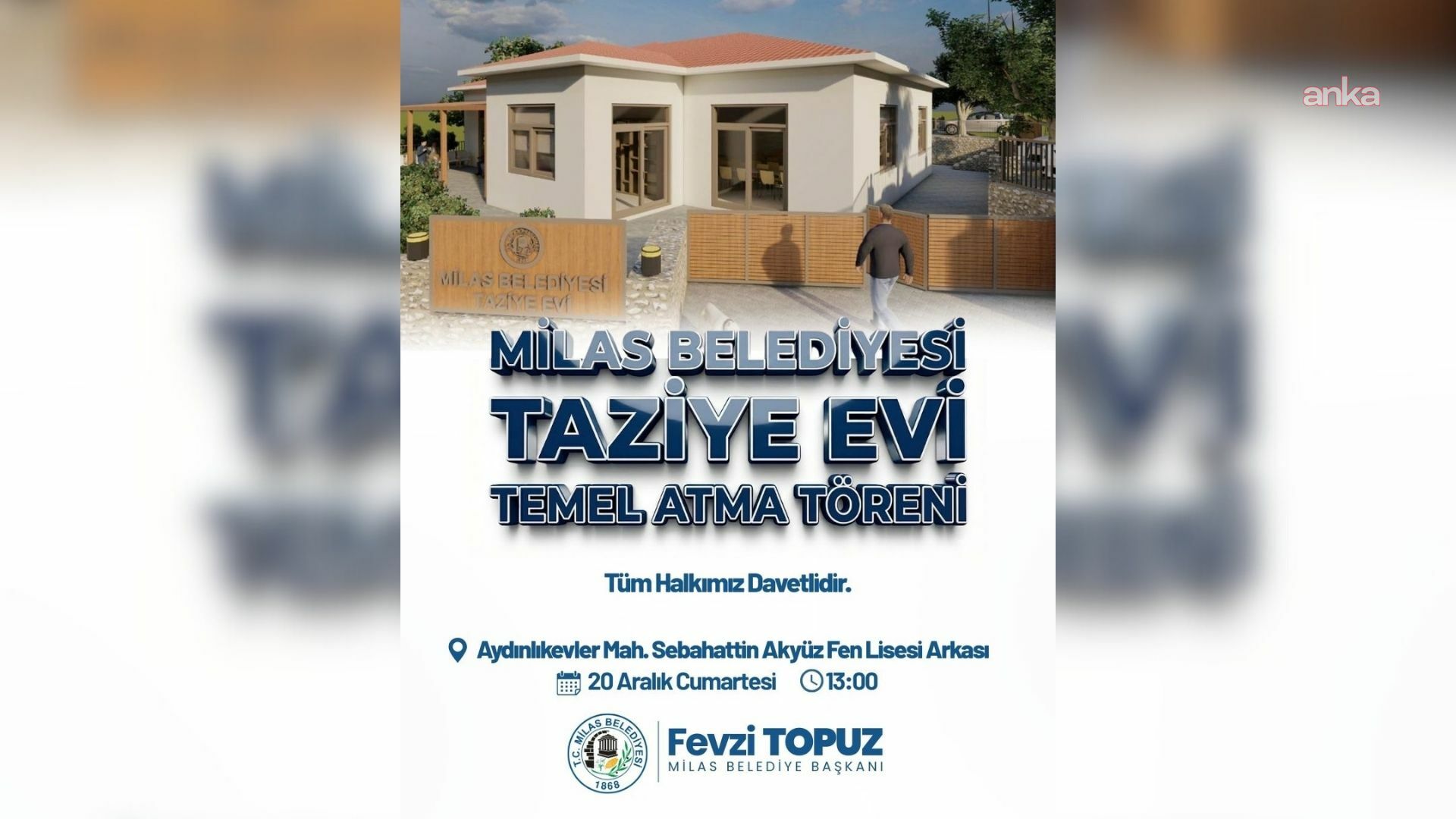 Milas Belediyesi, "Taziye Evi" için temel atma töreni gerçekleştirecek