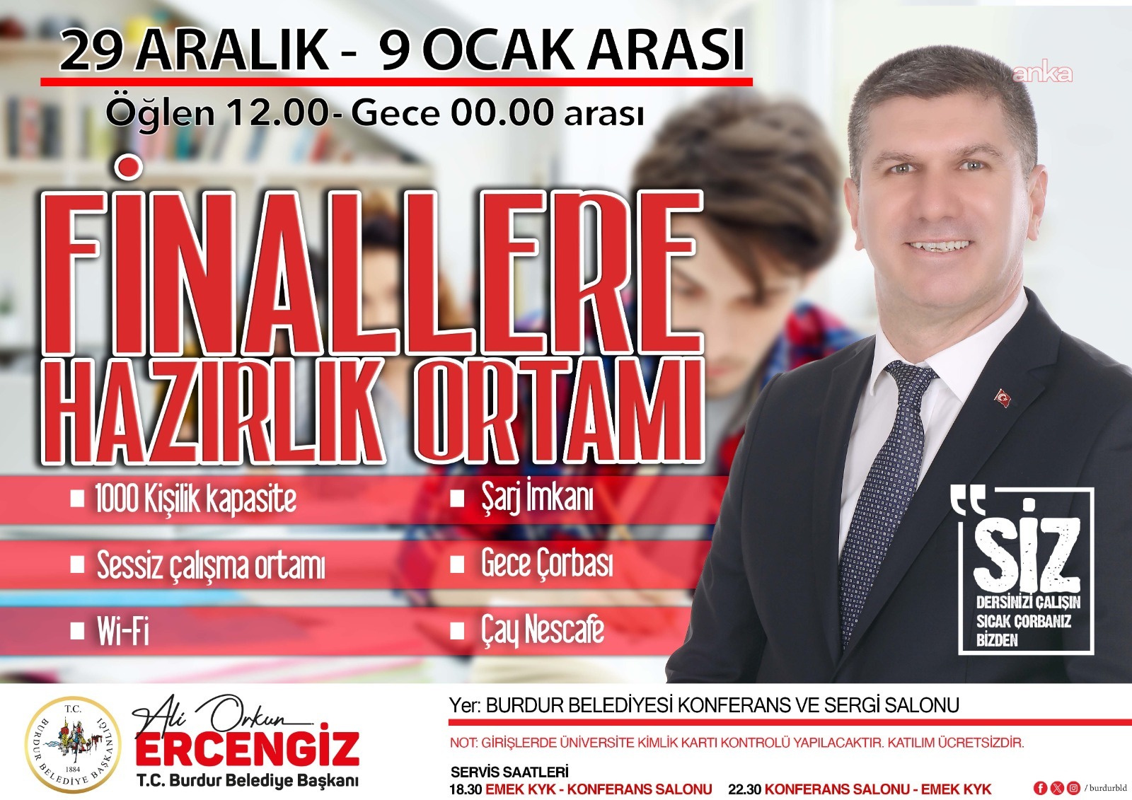 Burdur Belediyesi, Konferans ve Sergi Salonu’nu üniversite öğrencilerinin kullanımına açtı