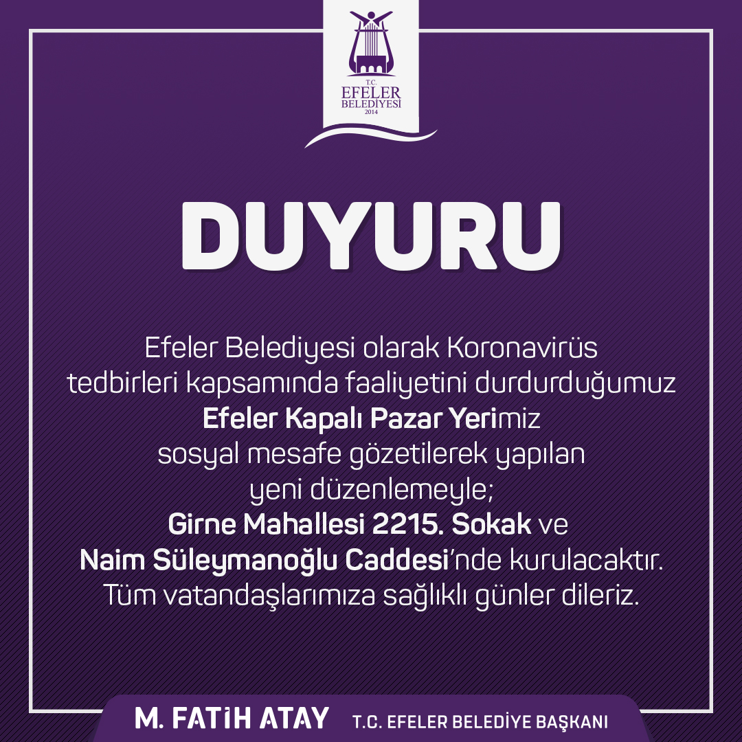 EFELER'DE KAPALI PAZAR YERLERİNE ALTERNATİF ÇÖZÜM